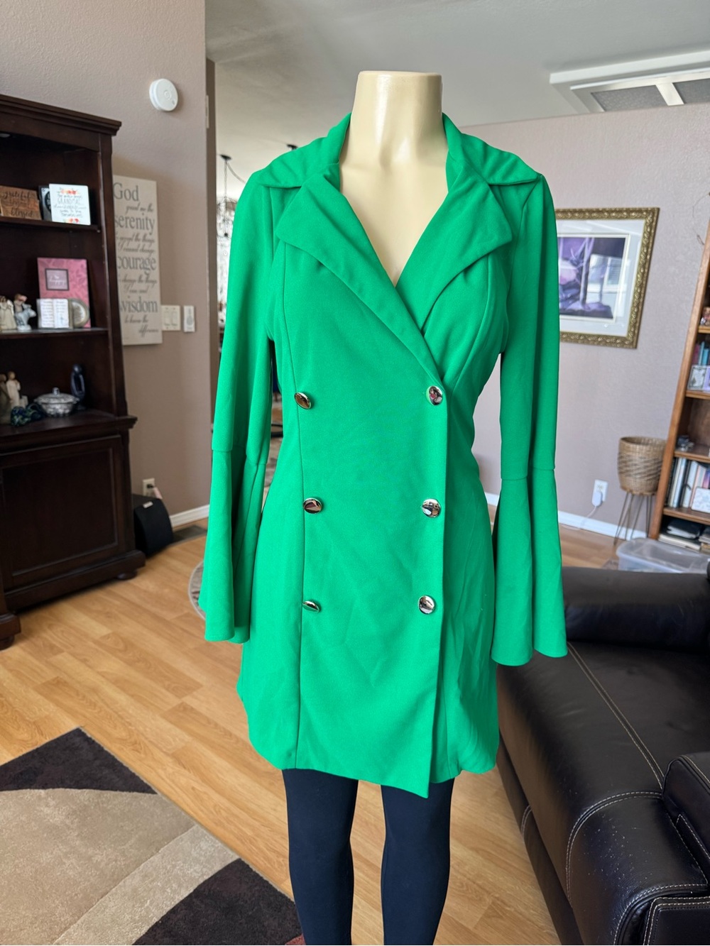Wearever green double-breasted coat-size M